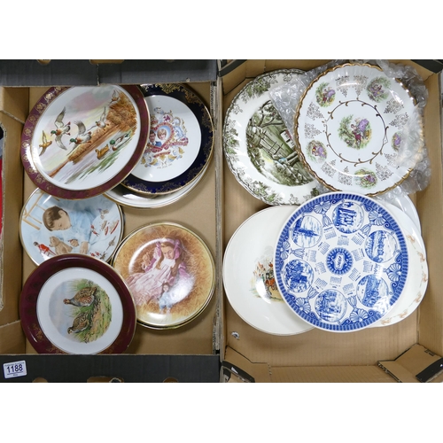 1188 - A collection of decorative & commemorative wall plates(2 trays):