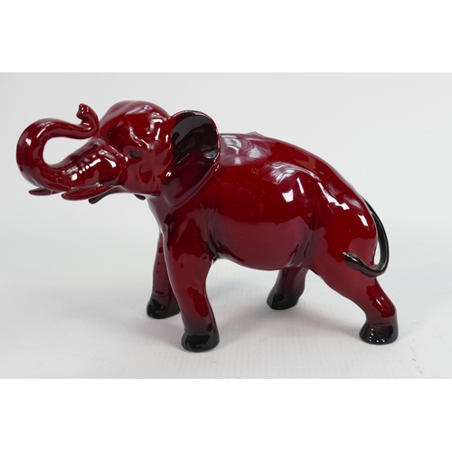 26c - Royal Doulton Flambe Elephant: height 15cm(end of horn restuck)