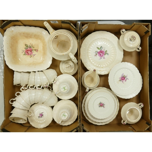 768 - A collection of Spode Billingsley Rose Patterned Tea & Dinner ware: obvious signs of wear & staining... 