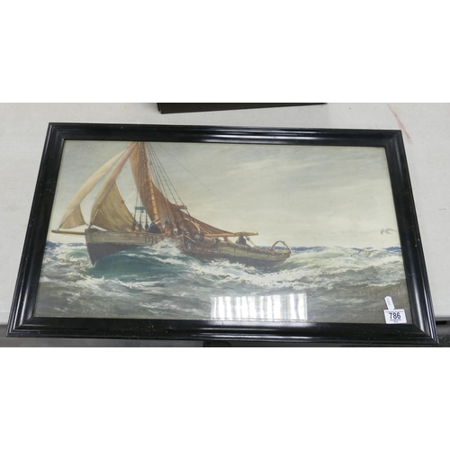 786 - Framed Nautical Theme Print: 45 x 76cm