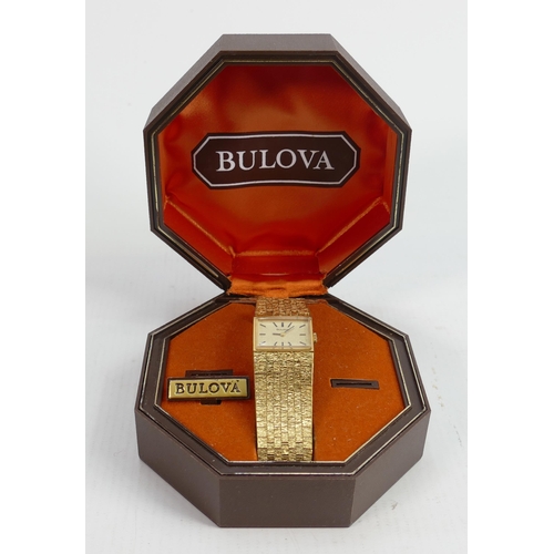 738 - Ladies Bulova 1970s gold plated wristwatch: in ticking order, in original box.