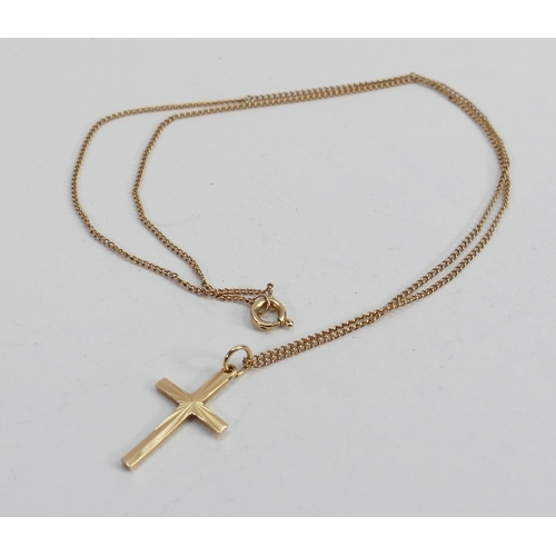 648 - 9ct gold cross and 9ct gold chain, 2.5g: