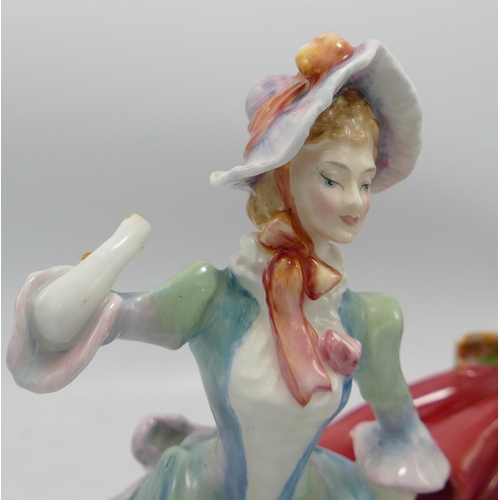 490d - Royal Doulton Lady Figures: Top O The Hill Hn1834, Leading Lady HN2269 & damaged Loyal Friend HN3358... 