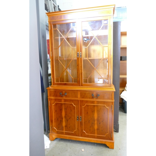 780n - Two Door Glazed Regency Style Bookcase: height 193cm, width 100cm & depth 37cm