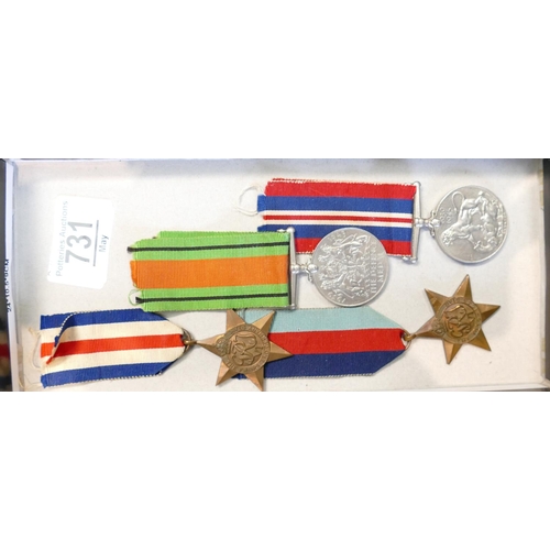 731 - WWII Medals to include: France & Germany Star, 39-45 Star, The Defence Medal & The 39 - 45 Medal