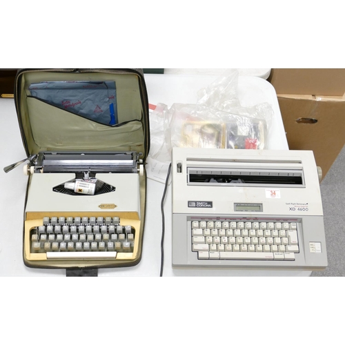 34 - Smith Corona manual type writer: and similar