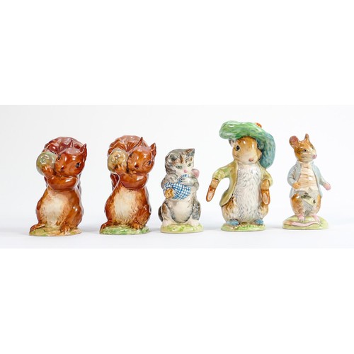 62 - Beswick Beatrix Potter figures: Squirrel Nutkin BP1 & BP2 figures Johnny Town Mouse, Benjamin Bunny,... 