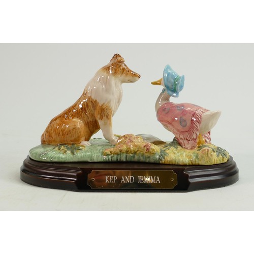 66 - Beswick Beatrix Potter tableau: Kep and Jemima, limited edition on wooden plinth