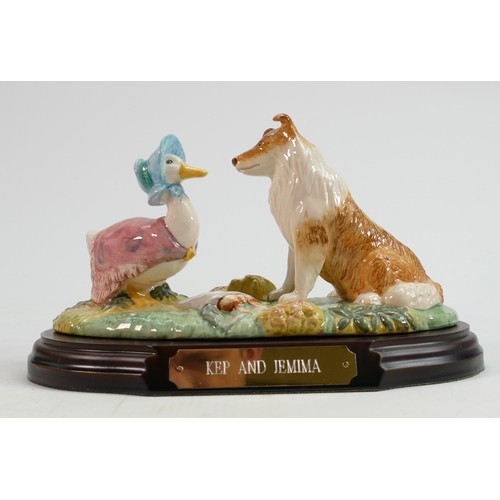 66 - Beswick Beatrix Potter tableau: Kep and Jemima, limited edition on wooden plinth