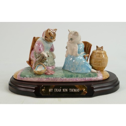 67 - Beswick Beatrix Potter tableau figure: My Dear Son Thomas, limited edition on wooden plinth