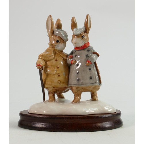 69 - Beswick Beatrix Potter tableau figure Two Gentleman Rabbits: Limited edition, on wooden plinth