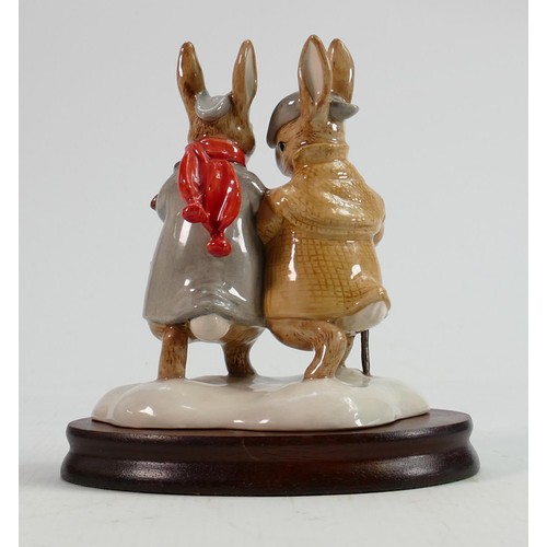 69 - Beswick Beatrix Potter tableau figure Two Gentleman Rabbits: Limited edition, on wooden plinth