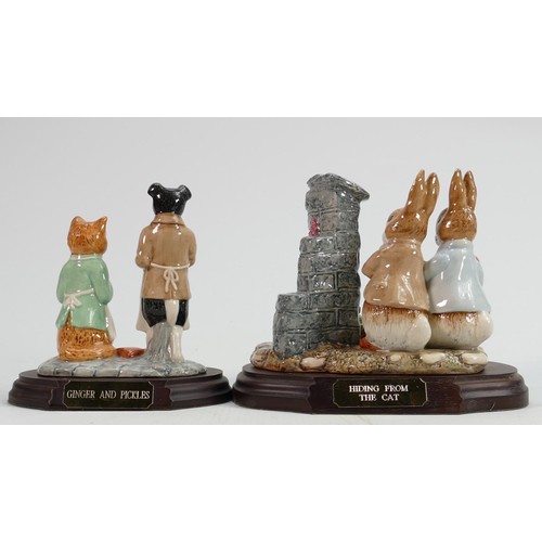 73 - Beswick Beatrix Potter tableau figures Ginger & Pickles & Hiding from the Cat: Both limited editions... 