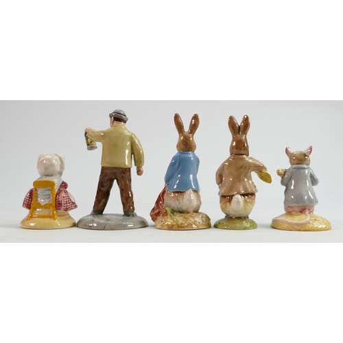 78 - Beswick Beatrix Potter BP10a figures to include: The Old Woman who lived in a Shoe Knitting, Farmer ... 