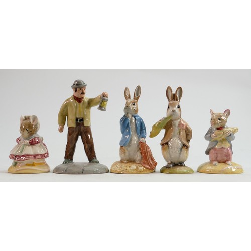 78 - Beswick Beatrix Potter BP10a figures to include: The Old Woman who lived in a Shoe Knitting, Farmer ... 