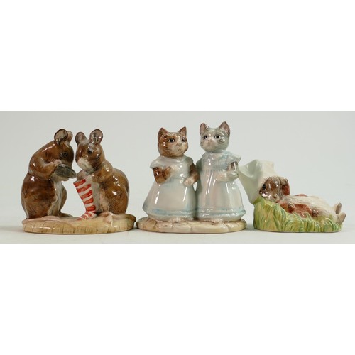 79 - Royal Albert BP6A Beatrix Potter figures: The Christmas Stocking , Benjamin Wakes Up & Mittens & Mop... 