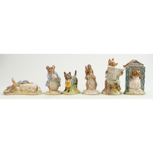 80 - Royal Albert Beatrix Potter BP6 figures: Miss Dormouse, No More Twist, John Joiner, Peter in the Goo... 