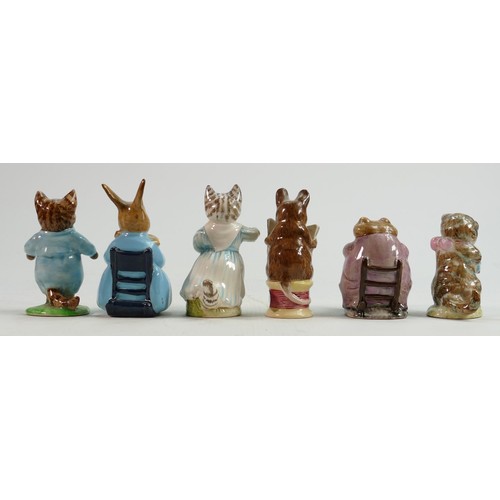 87 - Beswick BP3 Beatrix Potter figures: Mrs Rabbit & Bunnies, Tabatha Twitchit, Miss Moppet, Tom Kitten,... 