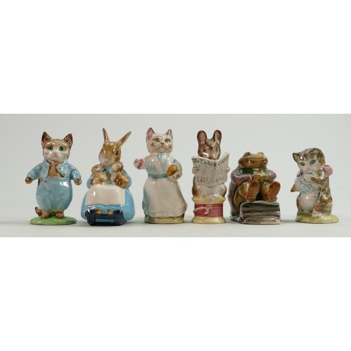 87 - Beswick BP3 Beatrix Potter figures: Mrs Rabbit & Bunnies, Tabatha Twitchit, Miss Moppet, Tom Kitten,... 