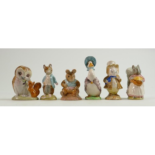 89 - Beswick BP3 Beatrix Potter figures: Jemima Puddle-Duck, Old Mr Brown, Goody Tiptoes, Old Mr Bouncer,... 