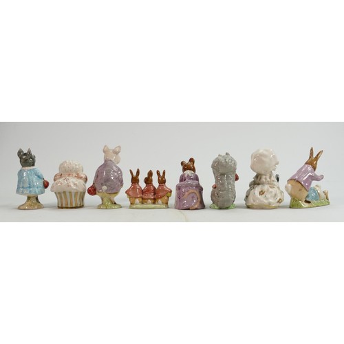 94 - Beswick BP3 Beatrix Potter figures: Pigling Bland, Hunca Munca Sweeping, Flopsy, Mopsy & Cottontail,... 