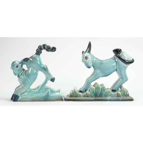 128 - Beswick blue gloss Lamb on base 323 and Donkey 369 (2)