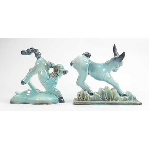 128 - Beswick blue gloss Lamb on base 323 and Donkey 369 (2)