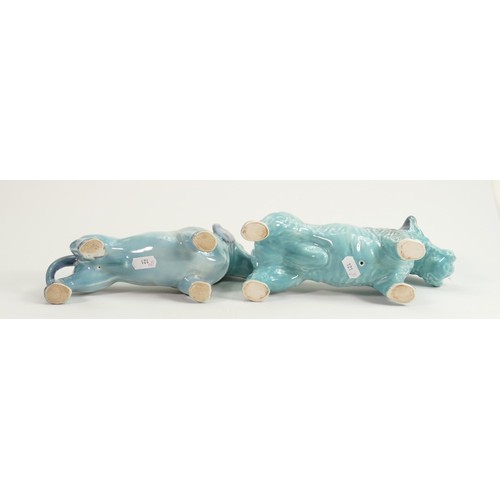 139 - Beswick painted blue Terrier & Dachshund: Largest 15cm tall (2)