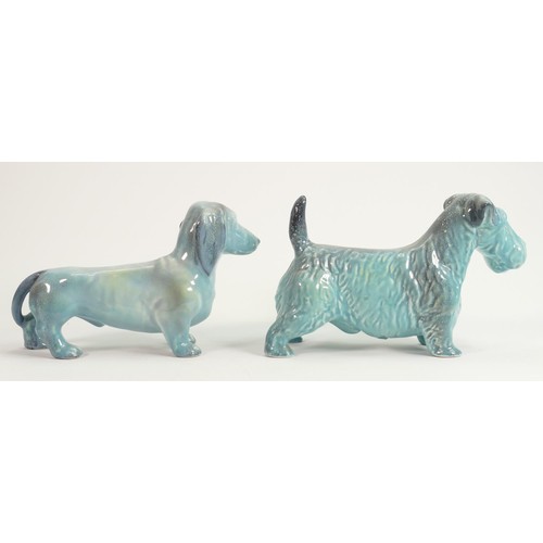 139 - Beswick painted blue Terrier & Dachshund: Largest 15cm tall (2)