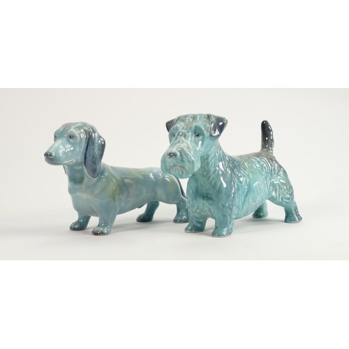 139 - Beswick painted blue Terrier & Dachshund: Largest 15cm tall (2)