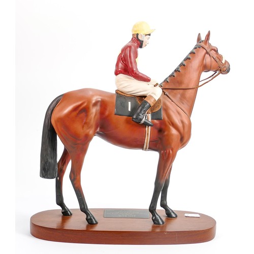 157 - Beswick Connoisseur model of horse & jockey Red Rum with Brian Fletcher up: 2511 on wood plinth.