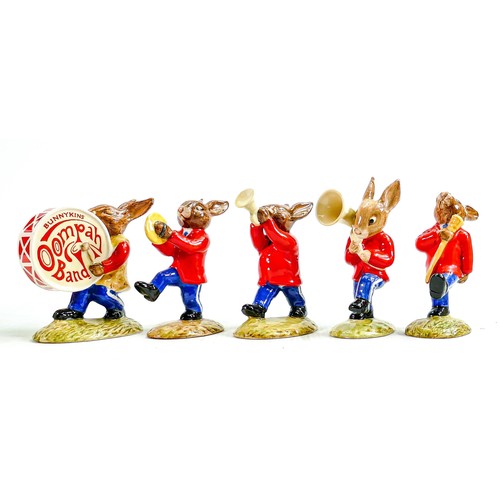 178 - Royal Doulton Bunnykins Figures from the Oompah Band Figures in a red colourway: Comprising Sousapho... 