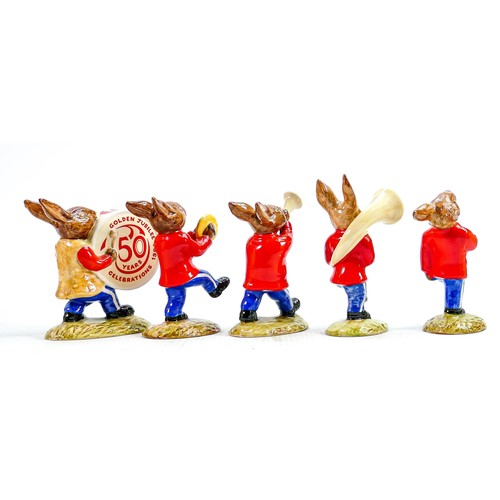 178 - Royal Doulton Bunnykins Figures from the Oompah Band Figures in a red colourway: Comprising Sousapho... 