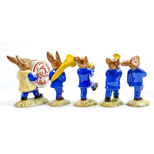 183 - Royal Doulton set of Bunnykins figures The Blue Oompah band: Royal Doulton Bunnykins blue band compr... 