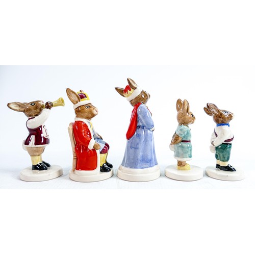 190 - Royal Doulton Bunnykins figures to include: The Royal Family comprising King John DB45, Queen Sophie... 