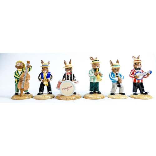 191 - Royal Doulton Bunnykins figures from the Jazz Band Collection: Comprising Clarinet Player DB184, Dou... 