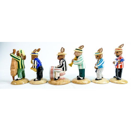 191 - Royal Doulton Bunnykins figures from the Jazz Band Collection: Comprising Clarinet Player DB184, Dou... 