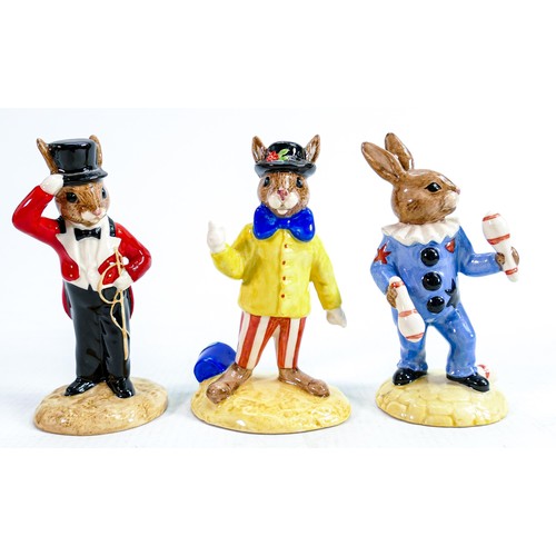 196 - Three Royal Doulton Bunnykins: Joker DB171, Ringmaster DB16 and Juggler DB164 (3)