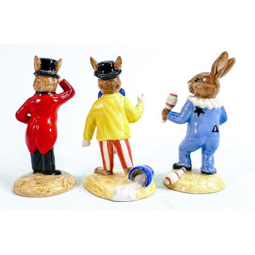 196 - Three Royal Doulton Bunnykins: Joker DB171, Ringmaster DB16 and Juggler DB164 (3)