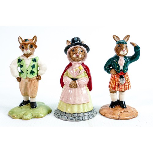 198 - Royal Doulton limited edition Bunnykins figures: Welshlady DB172, Scotsman DB180 and Irishman DB178 ... 