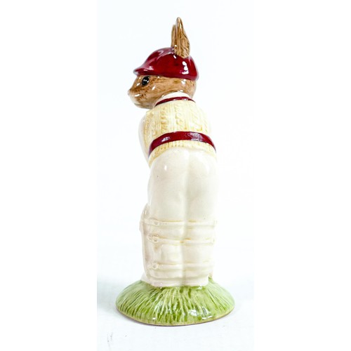 199 - Royal Doulton Bunnykins prototype figure Batsman: Painted in different colourway in burgundy