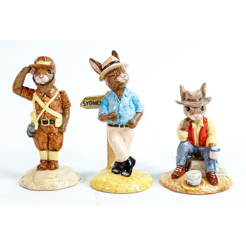 202 - Royal Doulton limited edition Bunnykins figures: Sydney DB195, Waltzing Matilda DB236 and Digger DB2... 