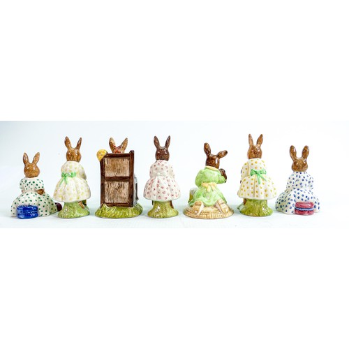 226 - Royal Doulton Bunnykins figures to include: Susan as Queen of May DB83, Susan DB70, Sweat Dreams DB2... 