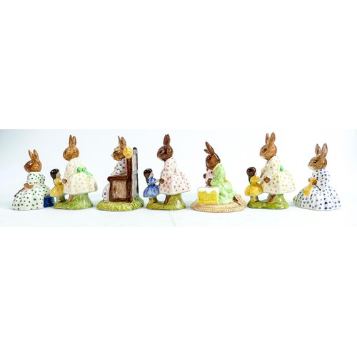 226 - Royal Doulton Bunnykins figures to include: Susan as Queen of May DB83, Susan DB70, Sweat Dreams DB2... 