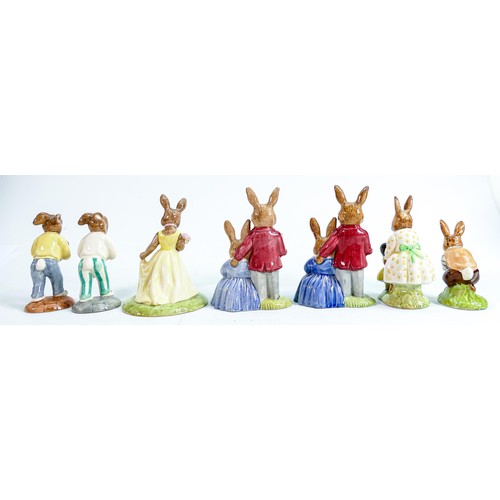 229 - Royal Doulton Bunnykins figures to include: Playtime DB80, Father, Mother & Victoria DB68 x 2 , With... 