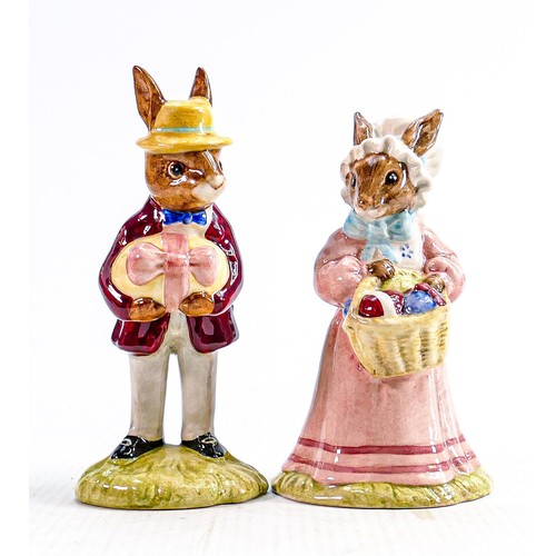 244 - Royal Doulton rare pair of Bunnykins figures Mr & Mrs Bunnykins at the Easter Parade: DB51 and DB52,... 