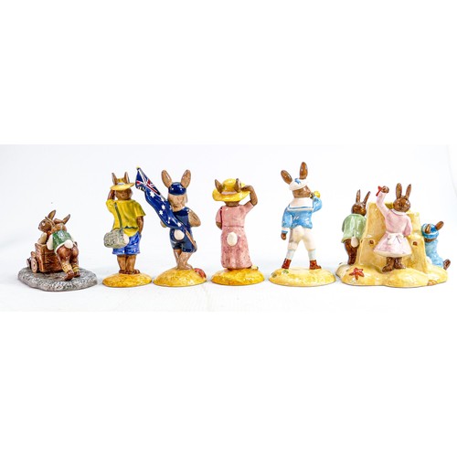 249 - Royal Doulton Bunnykins figures to include: Little Boy Blue DB239, Tourist DB190, Sightseer DB215, F... 