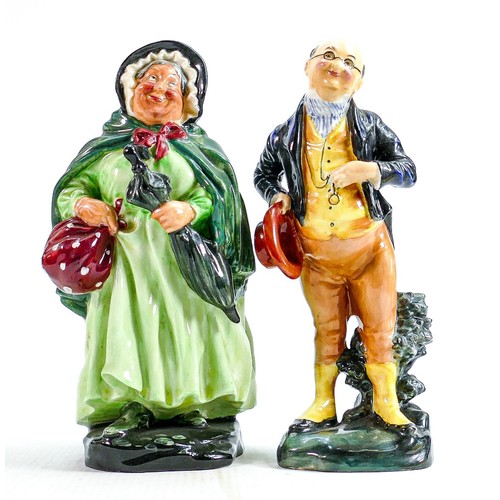 330 - Royal Doulton large Dickens character figures: Sairey Gamp HN1896 and Pickwick dated 1940& 1941. (2)