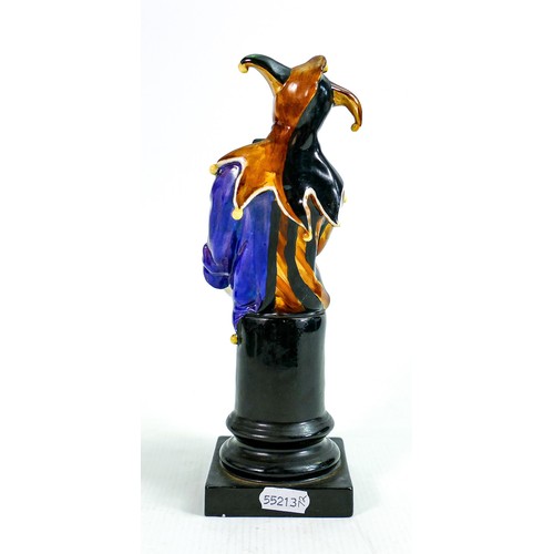 336 - Royal Doulton Jester HN1295: Impressed date 1928, in orange & blue colour way, height 24cm. Bobble m... 