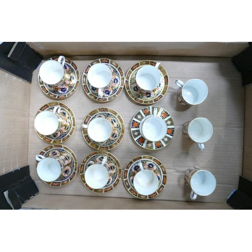 611 - 9 x Royal Crown Derby Old Imari coffee cups and saucers: Plus 3 extra cups.  One saucer noted as mod... 